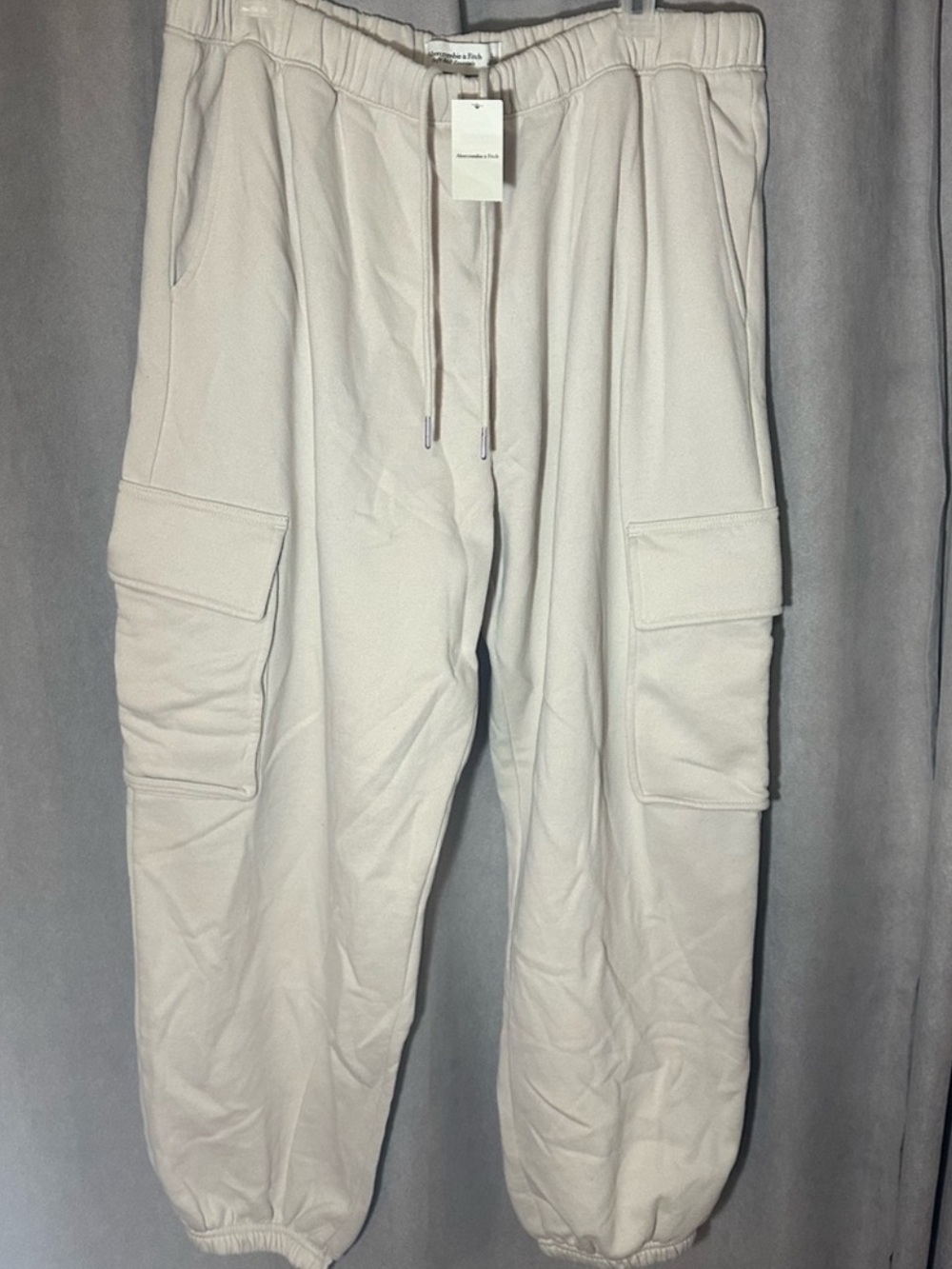 Brushed Fleece Cargo Pants Men’s XL Beige Beige Abercrombie and Fitch